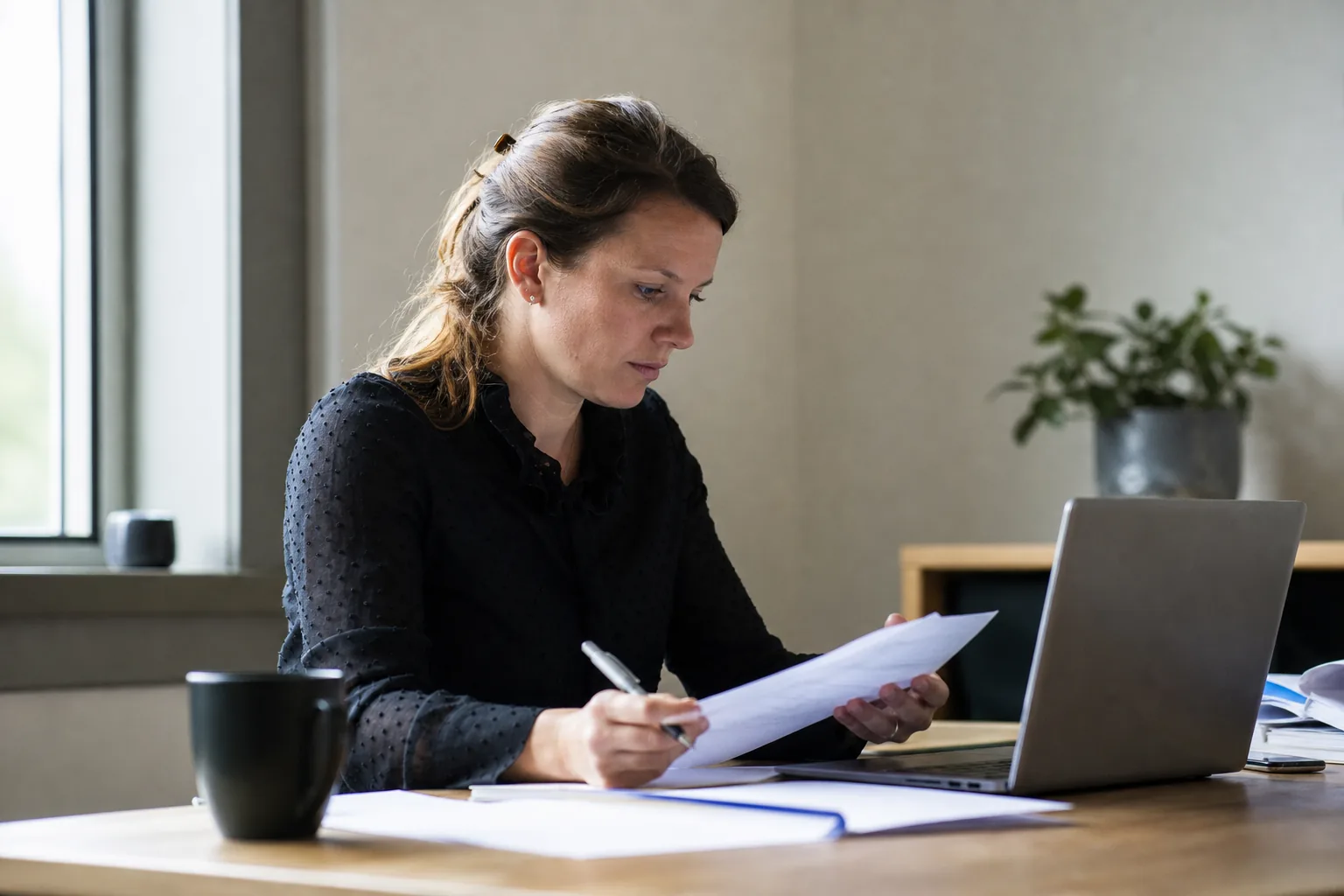 Administratief werk op een klein Nederlands kantoor. Beeld bij het artikel: Hoe houd je een rittenregistratie bij die de controle van de Belastingdienst doorstaat?